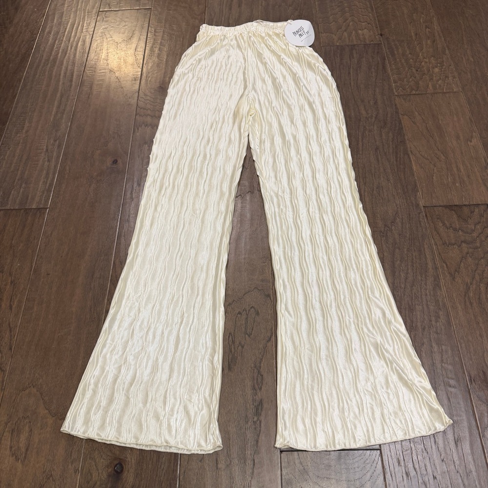 Princess Polly Cream‎ Textured Wide Leg Flare Pants Women's Size S